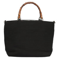 Gucci Bamboo Tote Bag Canvas Black Canvas Tote Bag Bag (Authentic Pre-Loved)