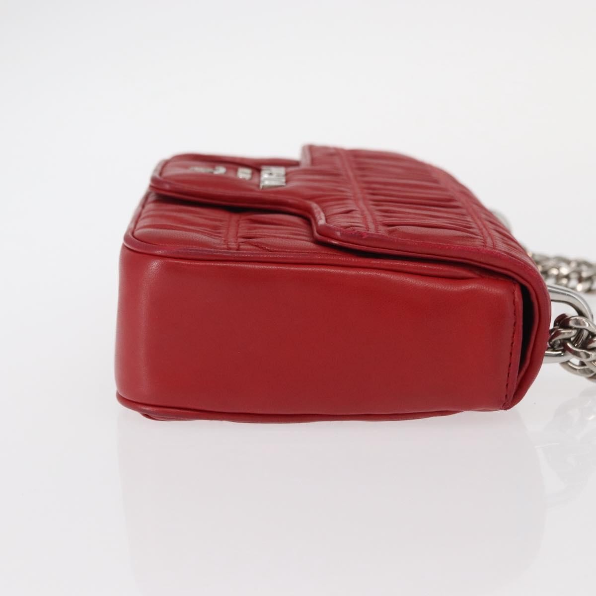Prada Gaufre Chain Flap Shoulder Bag Nappa Leather Red Leather Shoulder Bag Bag (Pre-Loved)