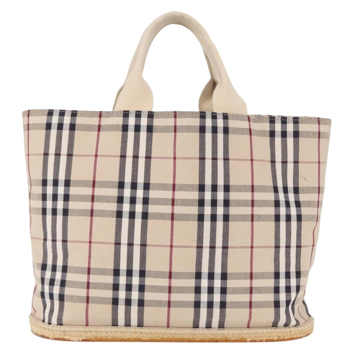 Burberry Nova Check Tote Canvas Check Pattern Beige Canvas Tote Bag Bag (Authentic Pre-Loved)