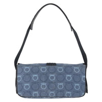 Salvatore Ferragamo Gancini Shoulder Bag Canvas Navy Canvas Shoulder Bag Bag (Authentic Pre-Loved)