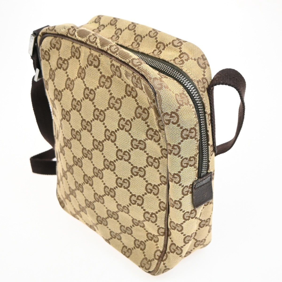 Gucci Vintage Front Pocket Flat Messenger Gg Canvas Beige Canvas Shoulder Bag Bag (Pre-Loved)
