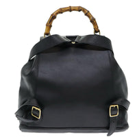 Gucci Vintage Bamboo Backpack Leather Black Leather Backpack Bag (Authentic Pre-Loved)