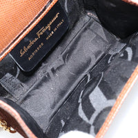 Salvatore Ferragamo Vala Shoulder Bag Embossed Leather Brown Leather Shoulder Bag Bag (Pre-Loved)