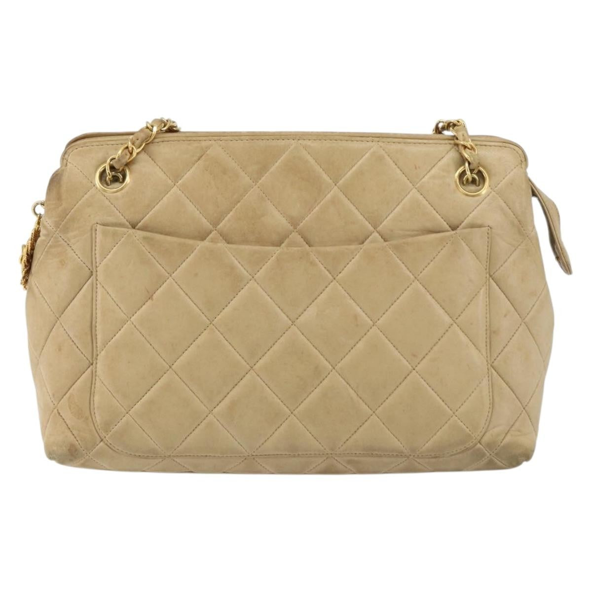 Chanel Vintage Camera Bag Quilted Leather Beige Leather Shoulder Bag Bag (Authentic Pre-Loved)
