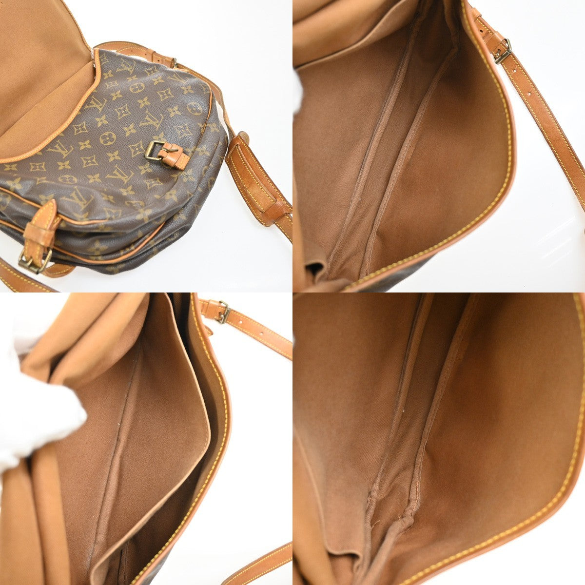 Louis Vuitton Saumur Handbag Monogram Canvas Brown Canvas Shoulder Bag Bag (Pre-Loved)