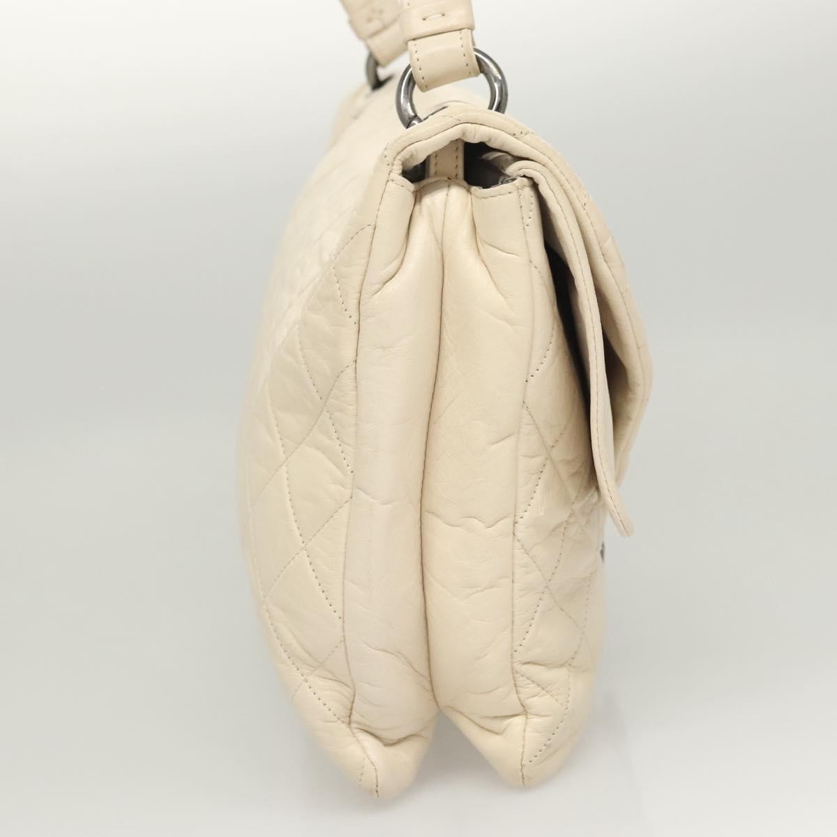 Chanel Chanel Padded Envelope Flap Bag Quilted Aged Calfskin White Leather Shoulder Bag Bag (Pre-Loved)