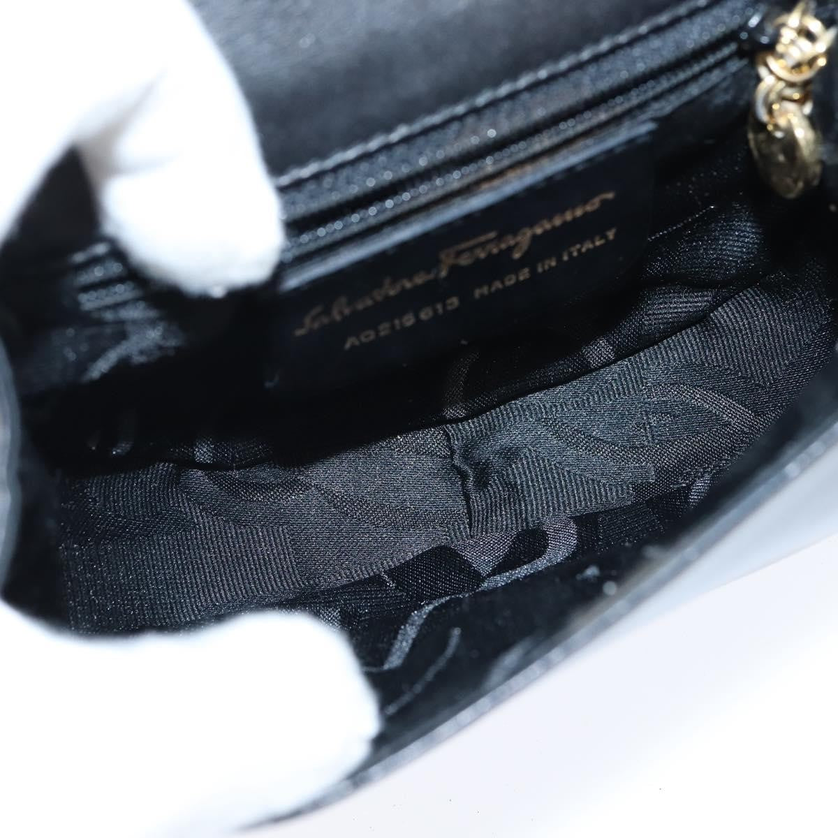 Salvatore Ferragamo Gancini Chain Shoulder Bag Leather Black Leather Shoulder Bag Bag (Authentic Pre-Loved)
