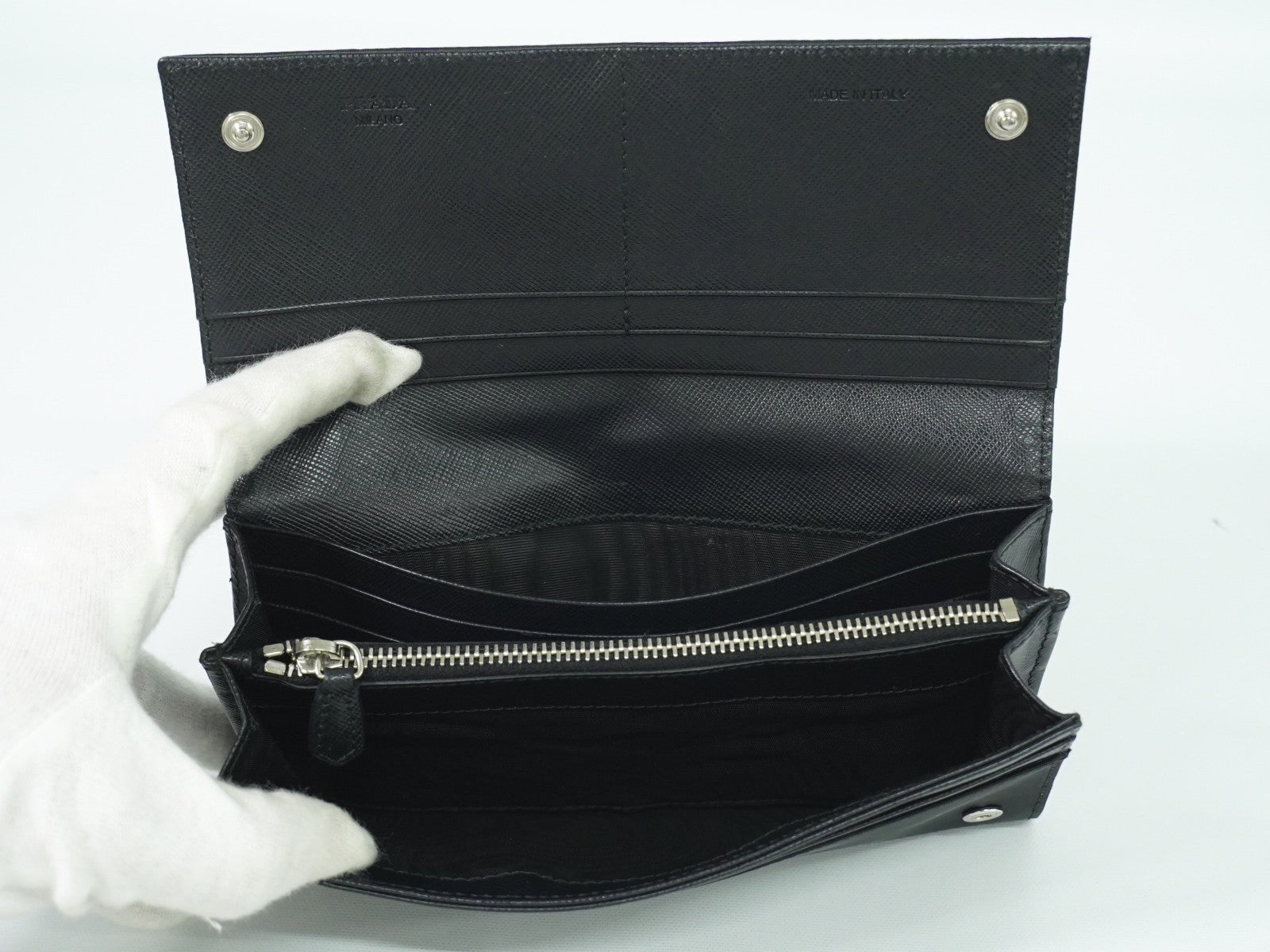 Prada Continental Wallet Tessuto Black Nylon Wallets Accessory (Authentic Pre-Loved)