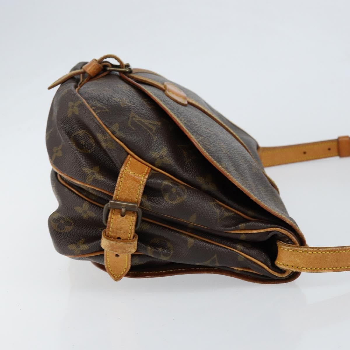 Louis Vuitton Saumur Handbag Monogram Canvas Brown Canvas Shoulder Bag Bag (Pre-Loved)