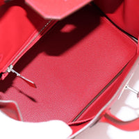 Hermes Birkin Handbag Red Epsom With Palladium Hardware Red Leather Handbag (Authentic Pre-Loved)