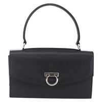 Salvatore Ferragamo Gancini Handbag Leather Black Leather Shoulder Bag Bag (Pre-Loved)
