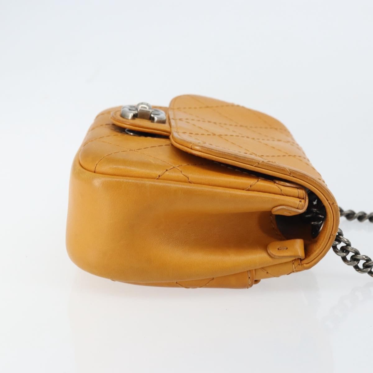 Chanel Chain Flap Bag Quilted Leather Orange Leather Shoulder Bag Bag (Pre-Loved)