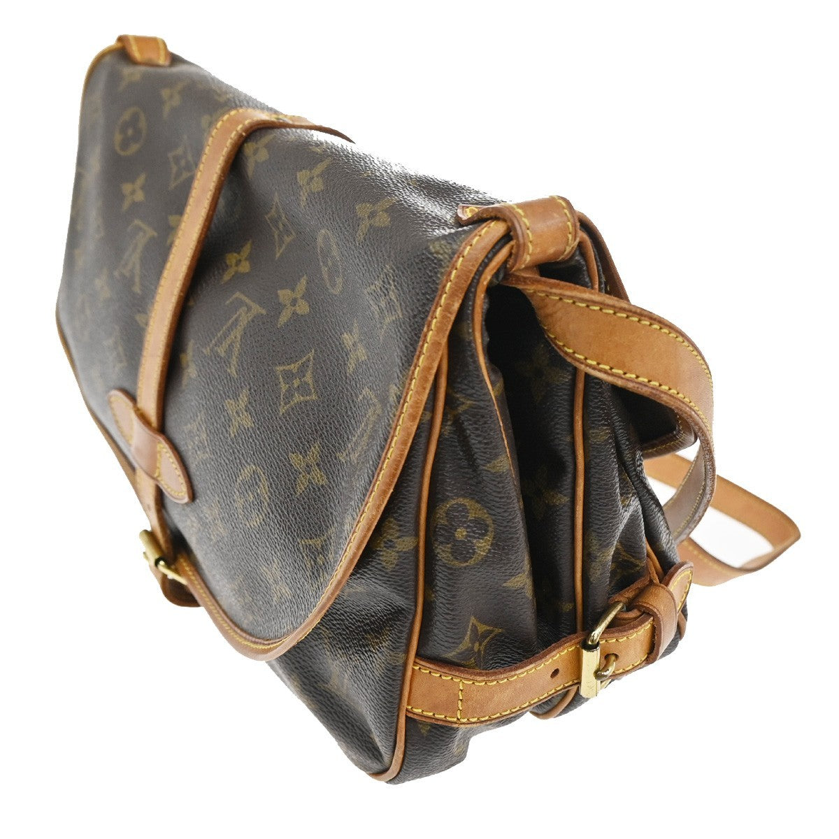 Louis Vuitton Saumur Handbag Monogram Canvas Brown Canvas Shoulder Bag Bag (Pre-Loved)