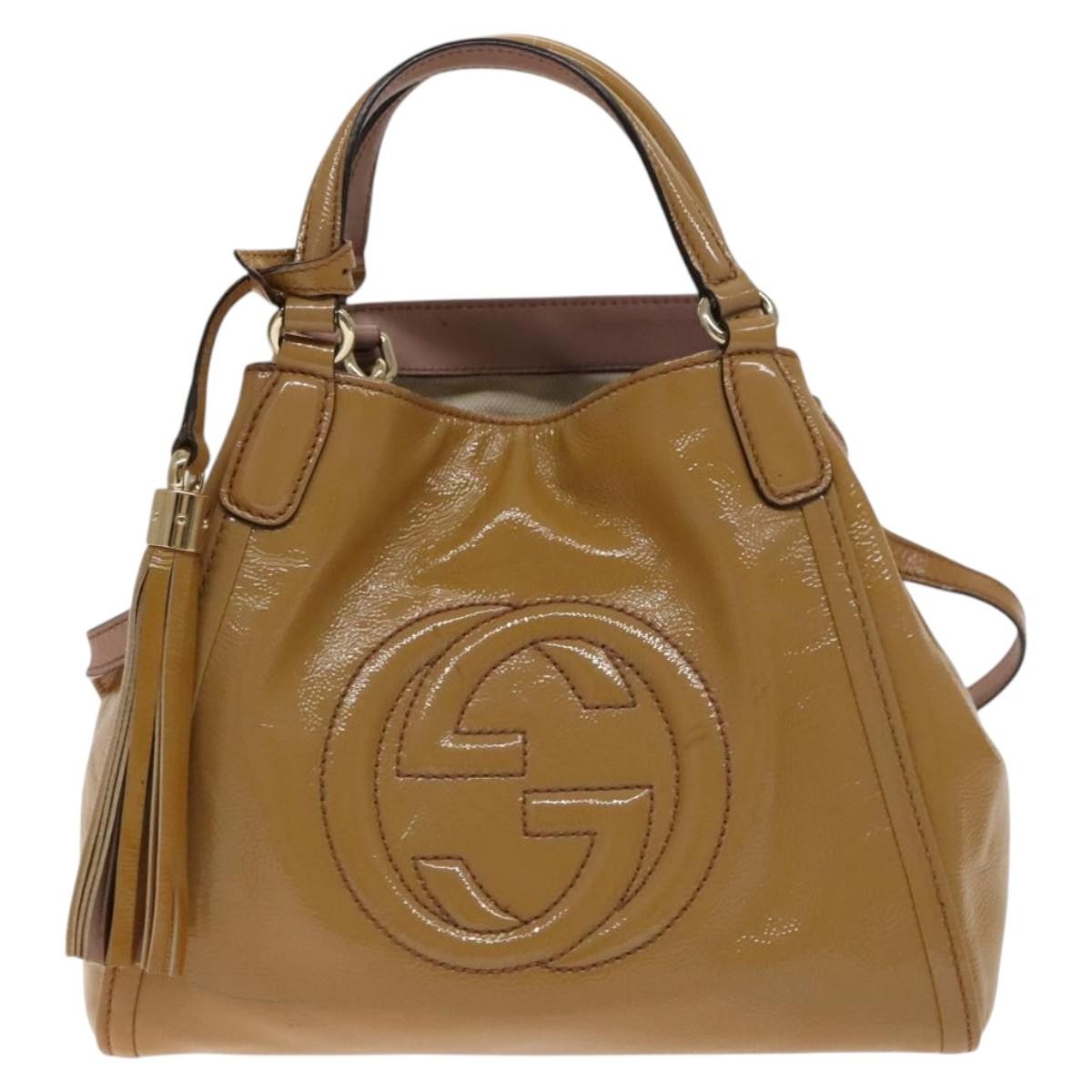 Gucci Gucci Soho Convertible Shoulder Bag Patent Beige Patent_Leather Shoulder Bag Bag (Pre-Loved)
