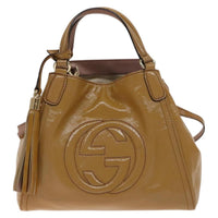 Gucci Gucci Soho Convertible Shoulder Bag Patent Beige Patent_Leather Shoulder Bag Bag (Pre-Loved)