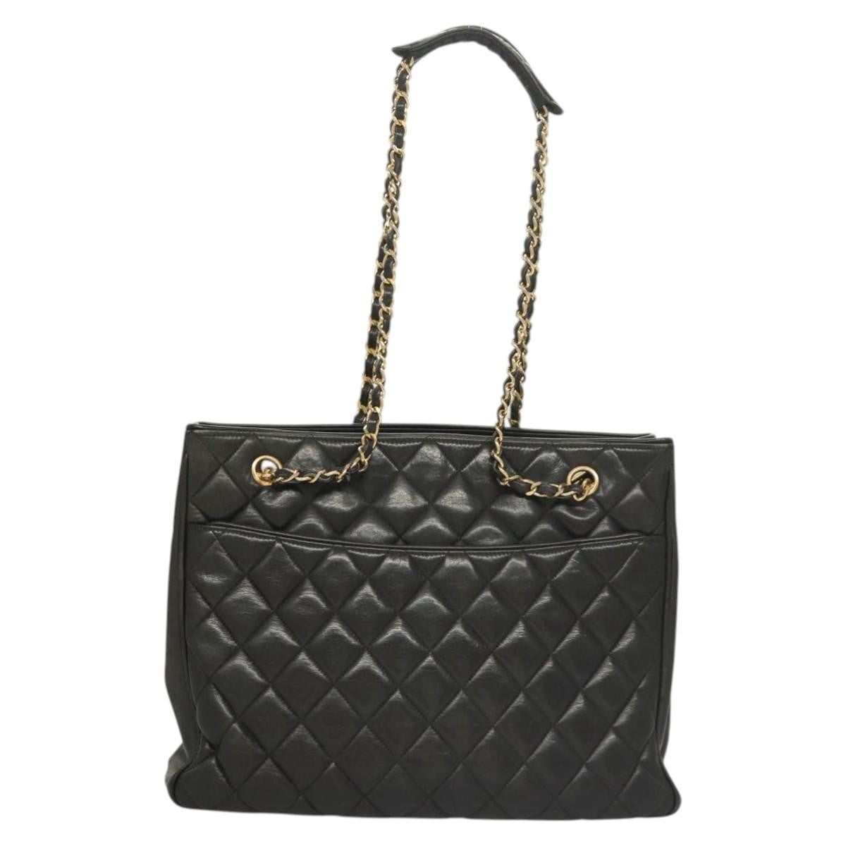 Chanel Chain Shoulder Bag Leather Black Leather Shoulder Bag Bag (Pre-Loved)