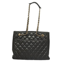 Chanel Chain Shoulder Bag Leather Black Leather Shoulder Bag Bag (Pre-Loved)