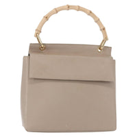 Gucci Vintage Bamboo Handle Bag Leather Beige Leather Handbag (Authentic Pre-Loved)