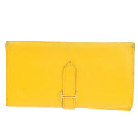 Hermes Bearn Trifold Wallet Epsom Yellow Leather Wallets Accessory (Authentic Pre-Loved)