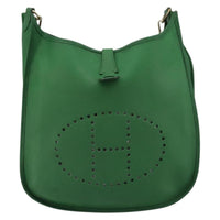 Hermes Evelyne Bag Gen Iii Toile And Leather Green Leather Shoulder Bag Bag (Authentic Pre-Loved)