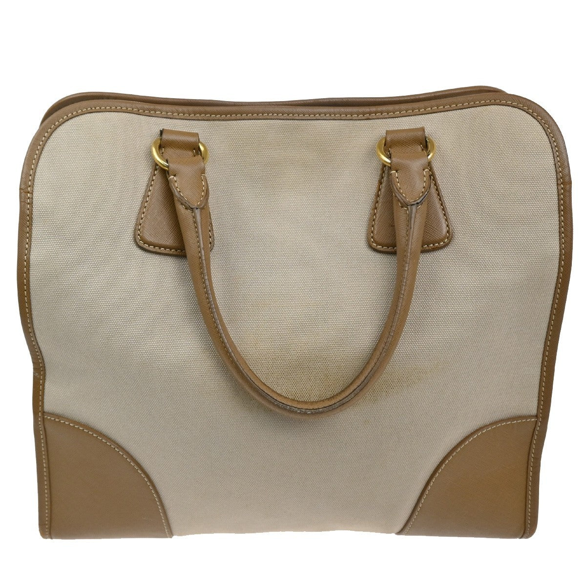 Prada Convertible Tote Canvas And Saffiano Leather Beige Canvas Tote Bag Bag (Authentic Pre-Loved)