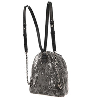 Chanel Waterfall Backpack Sequins With Leather Black Leather Backpack Bag (Authentic Pre-Loved)