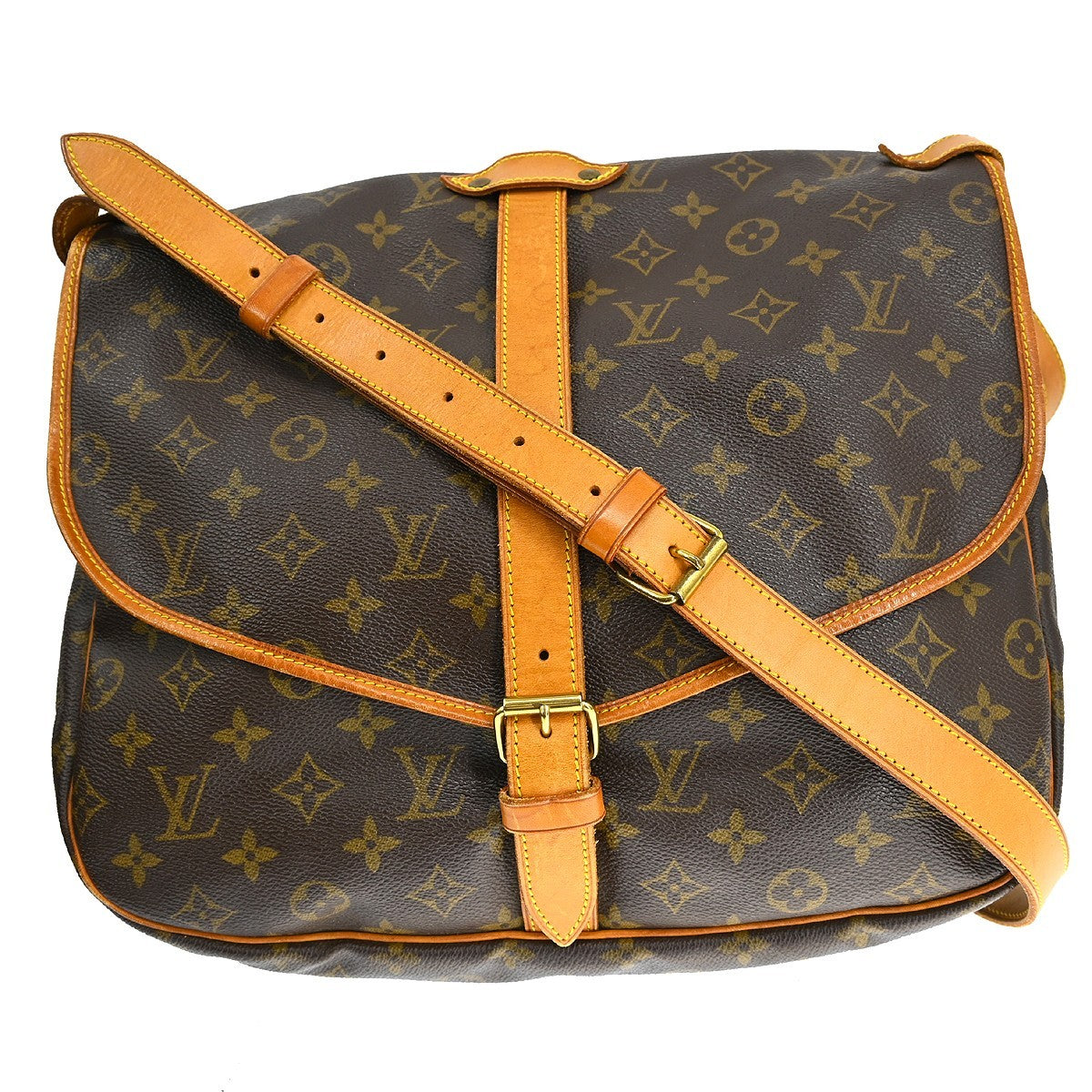 Louis Vuitton Saumur Handbag Monogram Canvas Brown Canvas Shoulder Bag Bag (Authentic Pre-Loved)