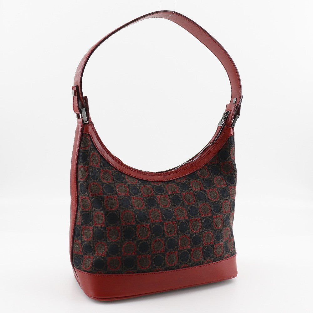 Salvatore Ferragamo Gancini Shoulder Bag Canvas Red Canvas Shoulder Bag Bag (Authentic Pre-Loved)