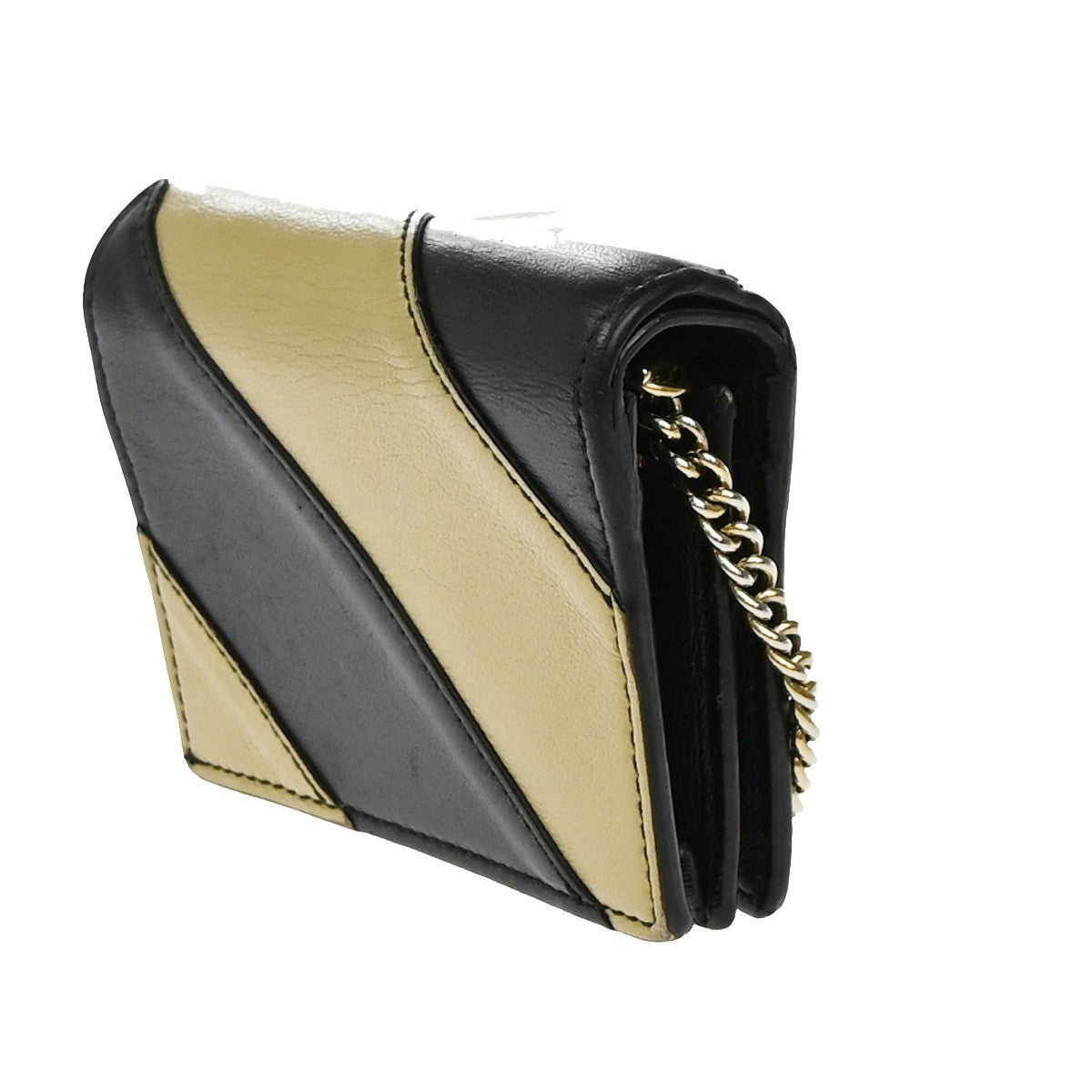 Gucci Zumi Chain Card Case Diagonal Quilted Leather Black Leather Wallets Accessory (Authentic Pre-Loved)