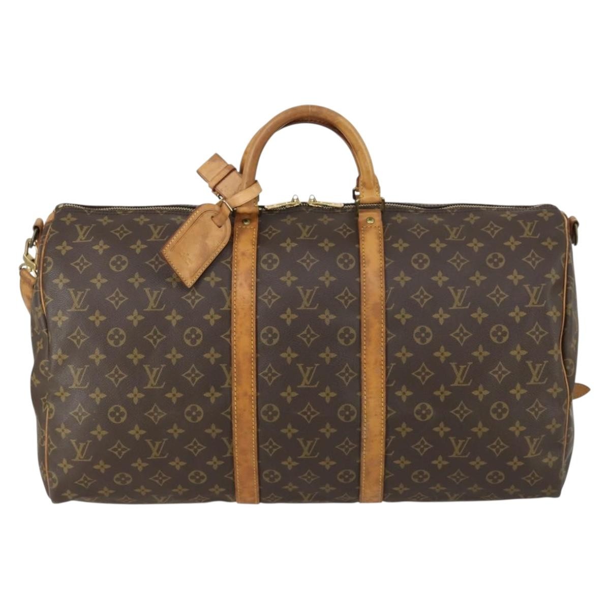 Louis Vuitton Keepall Bandouliere Bag Monogram Canvas Brown Canvas Travel Bag Bag (Authentic Pre-Loved)