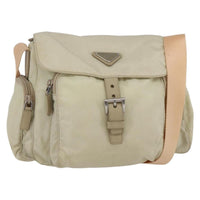 Prada Buckle Messenger Bag Tessuto Beige Nylon Shoulder Bag Bag (Authentic Pre-Loved)