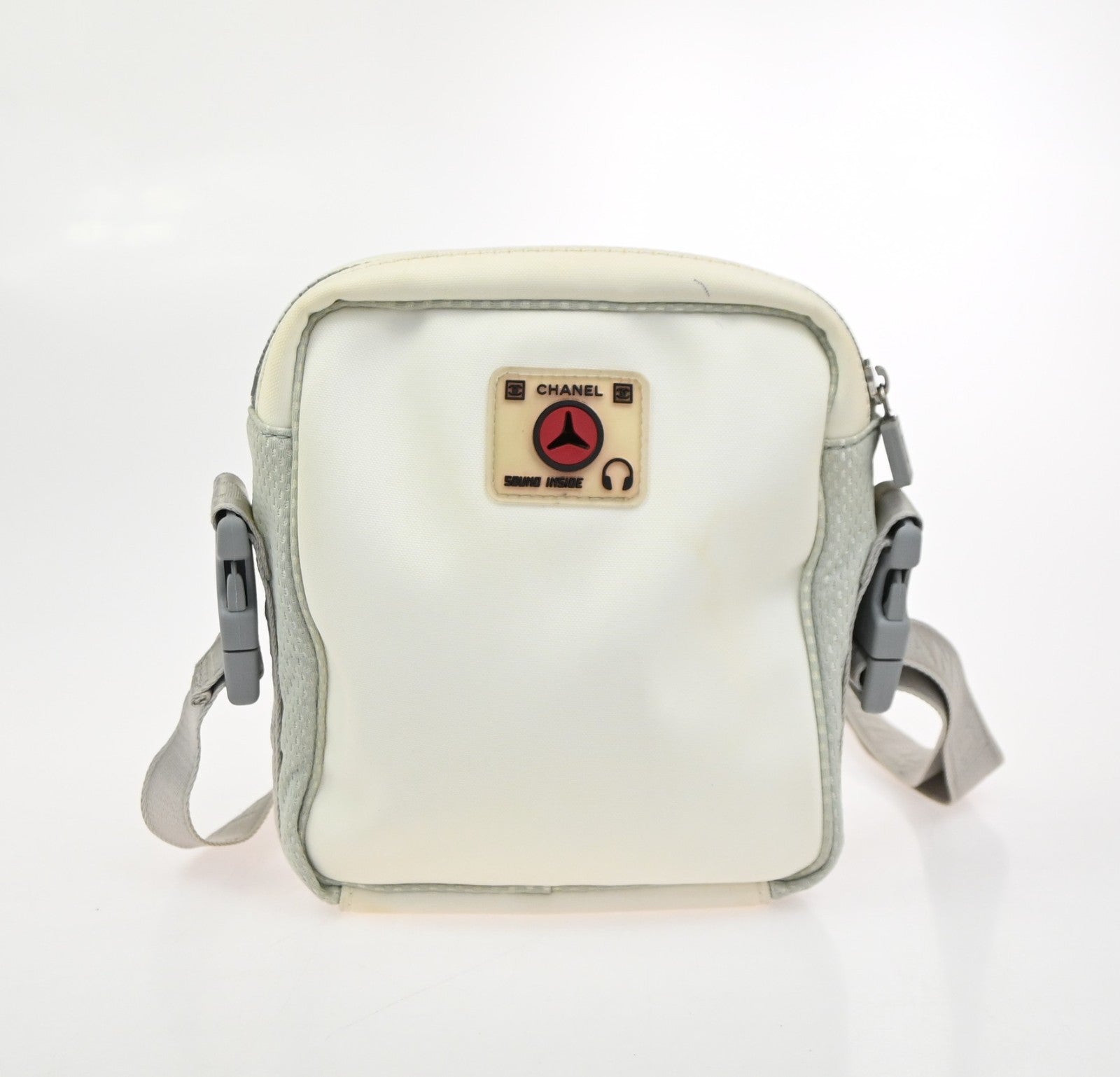 Chanel Travel Line Crossbody Bag Nylon White Nylon Shoulder Bag Bag (Authentic Pre-Loved)