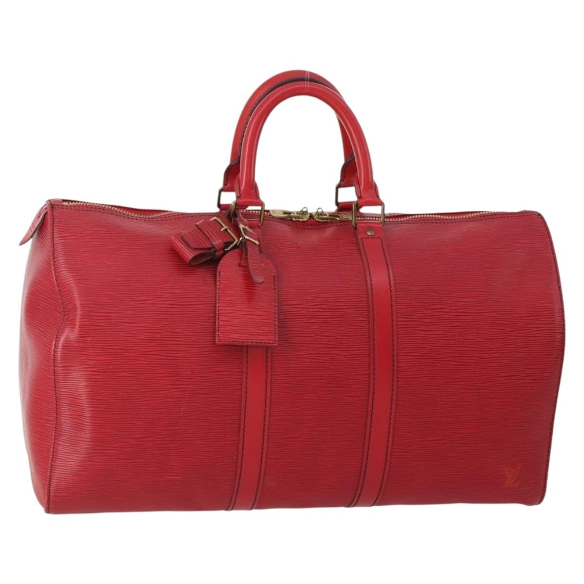 Louis Vuitton Keepall Bag Epi Leather Red Leather Travel Bag Bag (Authentic Pre-Loved)