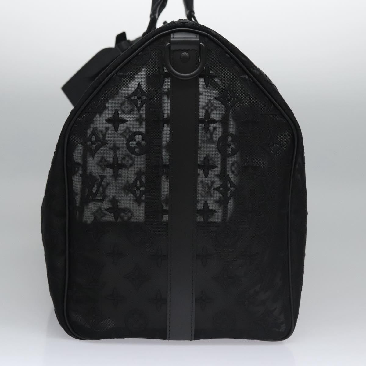 Louis Vuitton Keepall Bandouliere Bag Monogram See Through Mesh Black Nylon Travel Bag Bag (Pre-Loved)