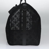 Louis Vuitton Keepall Bandouliere Bag Monogram See Through Mesh Black Nylon Travel Bag Bag (Pre-Loved)