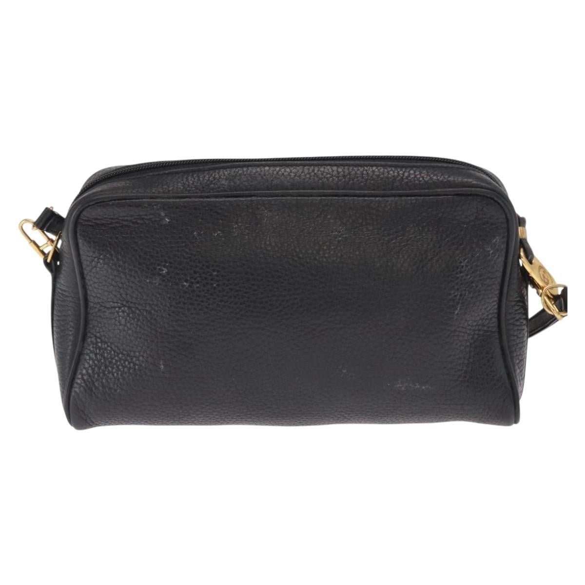 Gucci Vintage Shoulder Bag Leather Black Leather Shoulder Bag Bag (Authentic Pre-Loved)