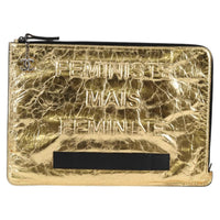 Chanel Feminine Pouch Crinkled Leather Gold Leather Clutche & Pouche Bag (Pre-Loved)