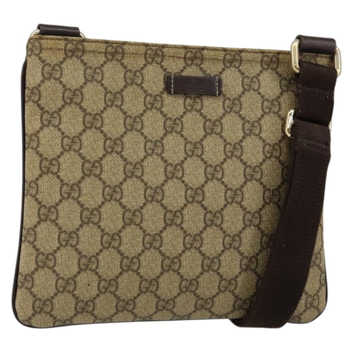 Gucci Flat Messenger Bag Gg Canvas Beige Canvas Shoulder Bag Bag (Pre-Loved)