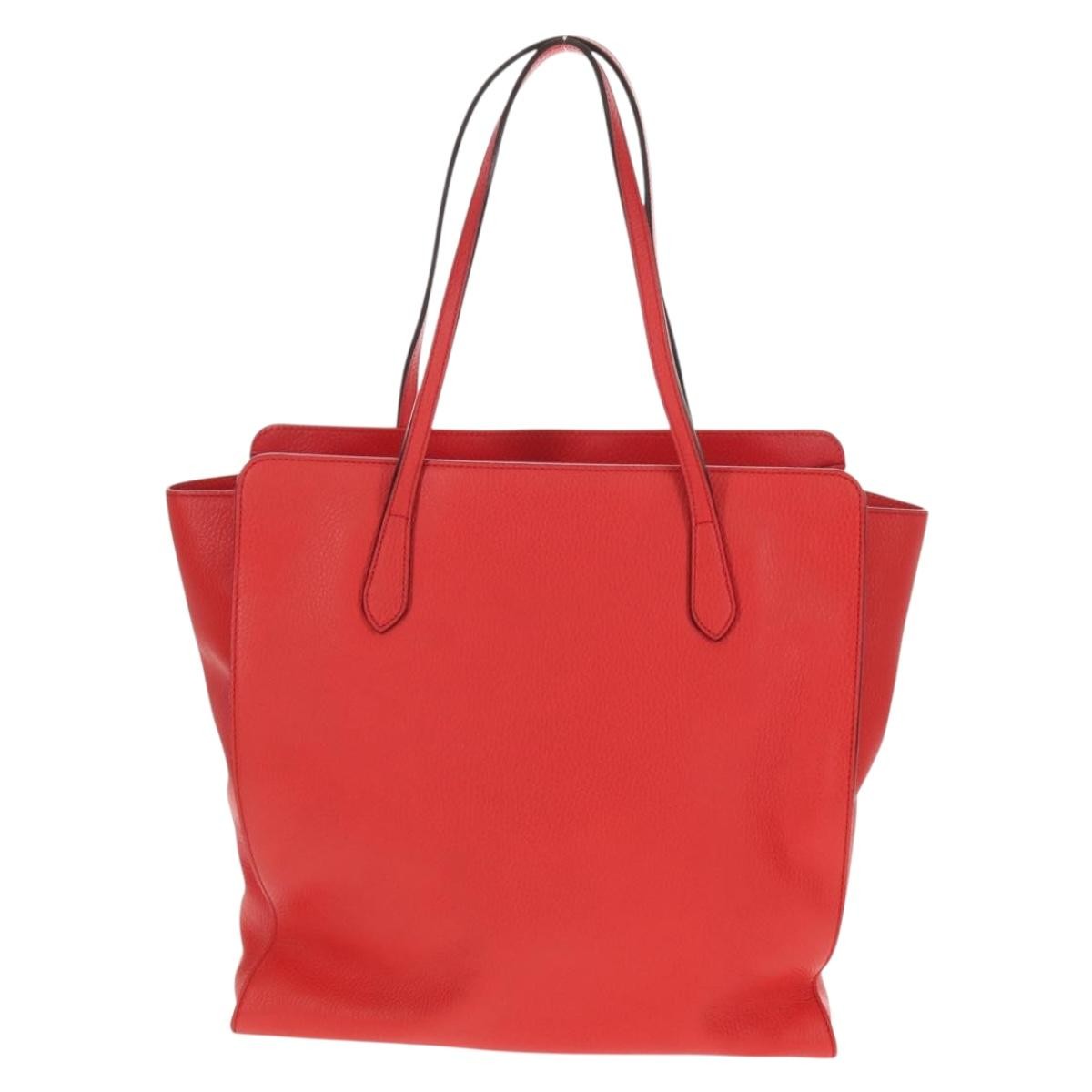 Gucci Grand Prix Interlocking Gg Tote Grainy Leather Red Leather Tote Bag Bag (Pre-Loved)