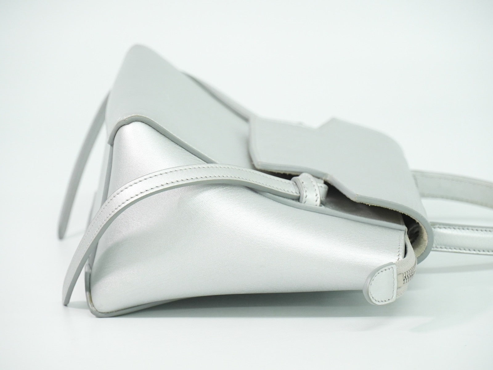 Celine Belt Bag Textured Leather Silver Leather Handbag (Authentic Pre-Loved)