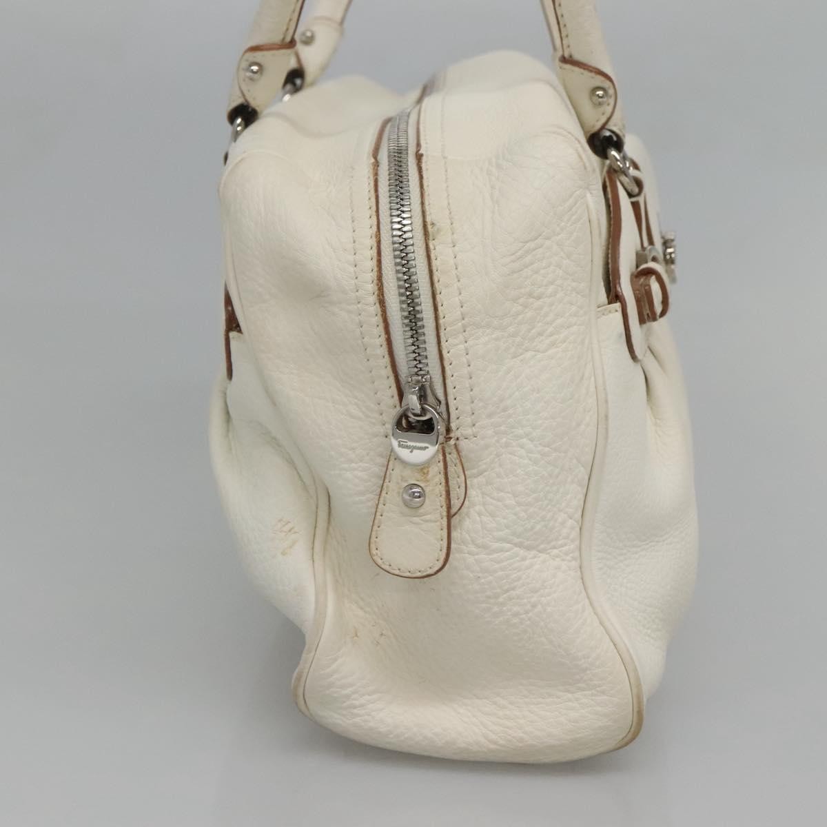 Salvatore Ferragamo Gancini Buckle Shoulder Bag Leather White Leather Shoulder Bag Bag (Authentic Pre-Loved)