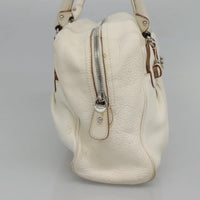 Salvatore Ferragamo Gancini Buckle Shoulder Bag Leather White Leather Shoulder Bag Bag (Authentic Pre-Loved)