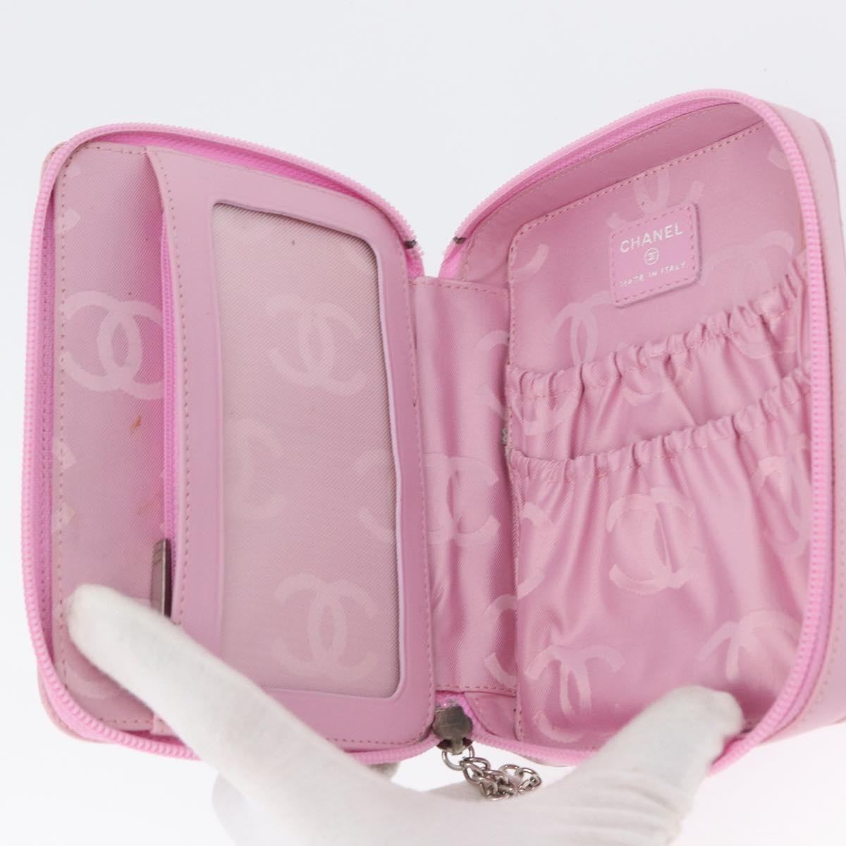 Chanel Chanel Cambon Zip Around Cosmetic Case Quilted Leather Pink Leather Wallets Accessory (Pre-Loved)