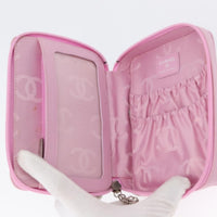Chanel Chanel Cambon Zip Around Cosmetic Case Quilted Leather Pink Leather Wallets Accessory (Pre-Loved)