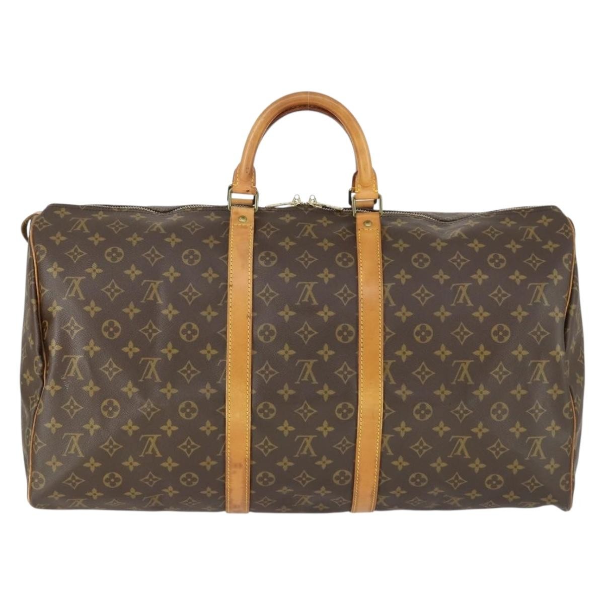 Louis Vuitton Keepall Bag Monogram Canvas Brown Canvas Travel Bag Bag (Authentic Pre-Loved)