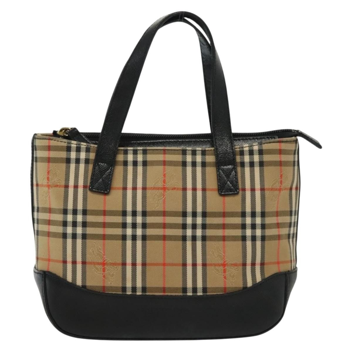 Burberry Nova Handbag Check Pattern Beige Canvas Bag (Authentic Pre-Loved)