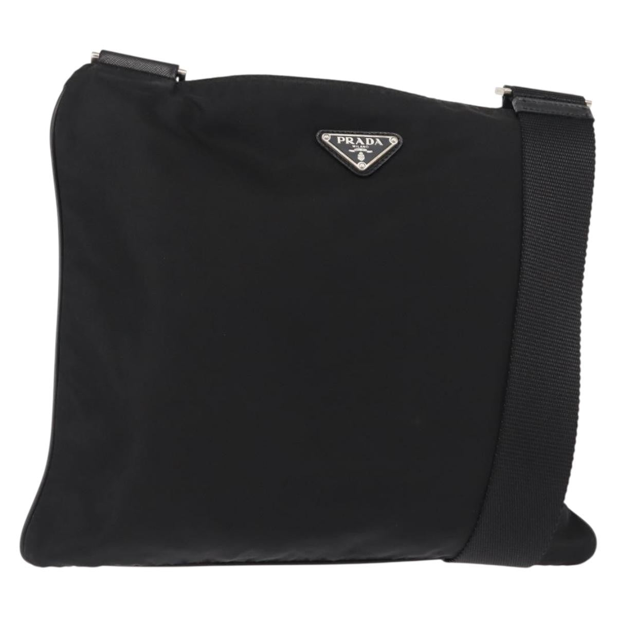 Prada Flat Messenger Bag Tessuto Black Nylon Shoulder Bag Bag (Pre-Loved)