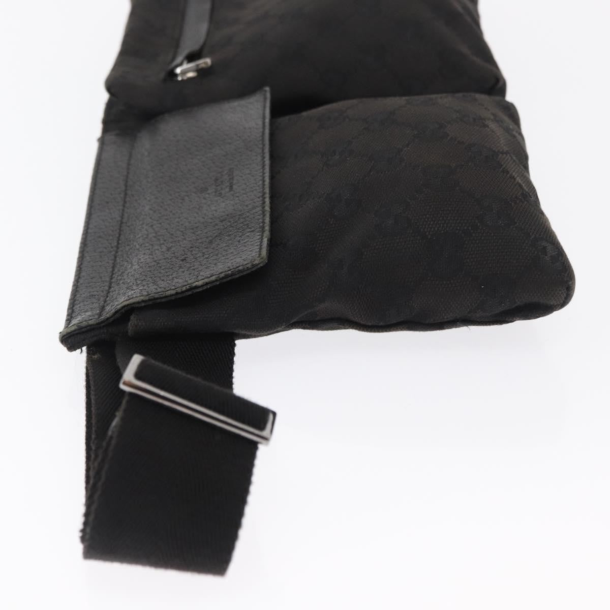 Gucci Vintage Double Belt Bag Gg Canvas With Leather Black Canvas Clutche & Pouche Bag (Pre-Loved)