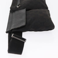 Gucci Vintage Double Belt Bag Gg Canvas With Leather Black Canvas Clutche & Pouche Bag (Pre-Loved)