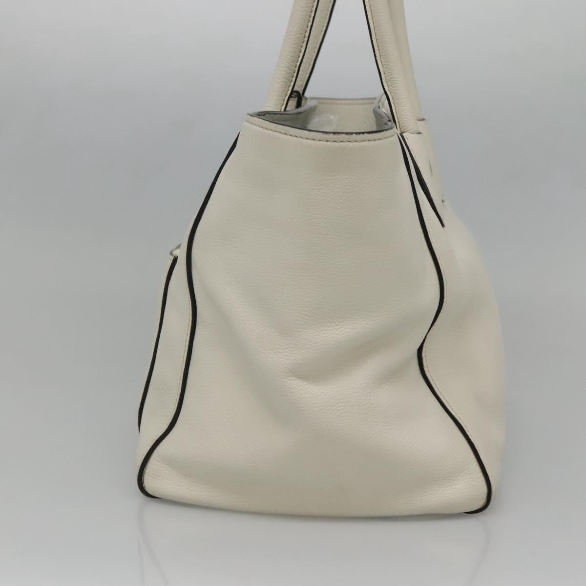 Prada Front Pocket Wing Convertible Tote Vitello Daino White Leather Tote Bag Bag (Authentic Pre-Loved)